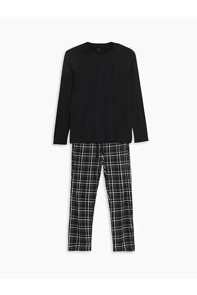 LC Waikiki Black Standard Fit Men's Pajamas Set