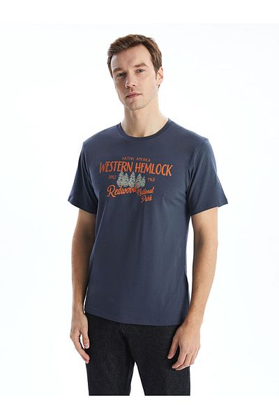 LC Waikiki New Season Crew Neck Short Sleeve Printed Combed Cotton Men's T-Shirt - S5Hp55Z8