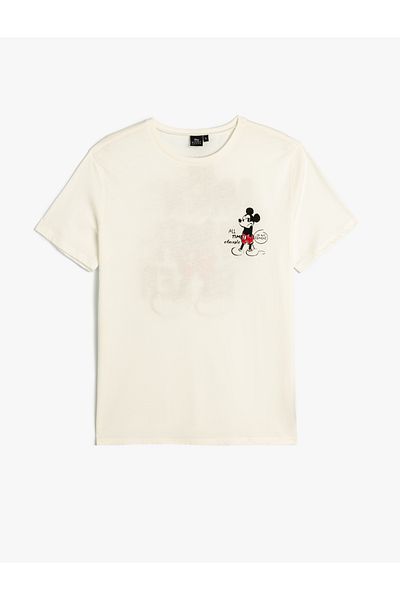 Koton Mickey Mouse Oversize Printed Licensed T-Shirt - Short Sleeve, Crew Neck