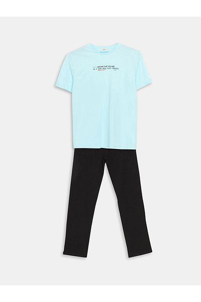 LC Waikiki Lcw Eco Blue Standard Fit Men's Pajamas Set