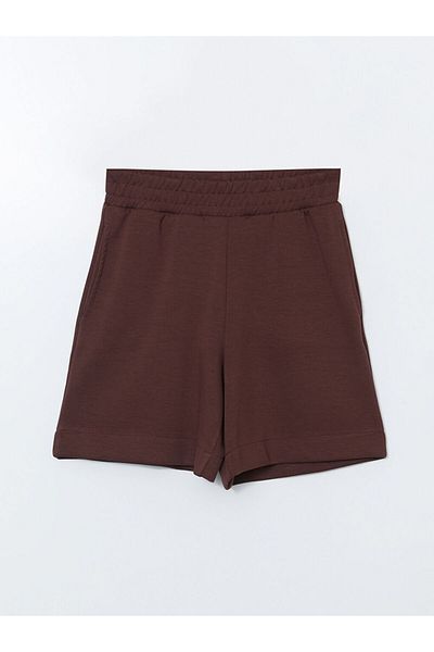 LC Waikiki Pantaloni scurți pentru femei LCW Vision maro cu talie elastică