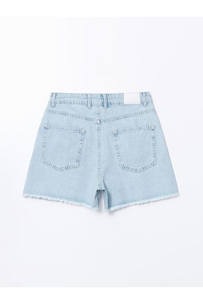 LC Waikiki Pantaloni scurți de jeans pentru femei XSIDE Blue Mom Fit cu talie înaltă