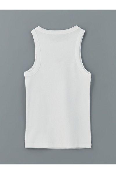 LC Waikiki Xside White Crew Neck Embroidered Women's Tank Top