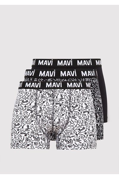 Mavi 3-teilige bedruckte schwarze Boxershorts 0911872 -900