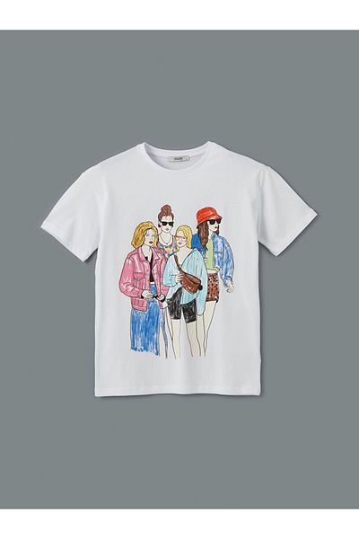 LC Waikiki Γυναικείο μπλουζάκι με στάμπα XSIDE Crew Neck