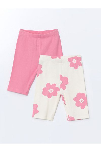 LC Waikiki New Season Floral Ribbed Baby Girl Tights 2 Pack - S5Fi46Z1