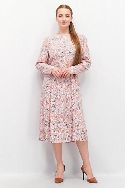 Esprit Women Printed Midi Casual Dress, White Combo