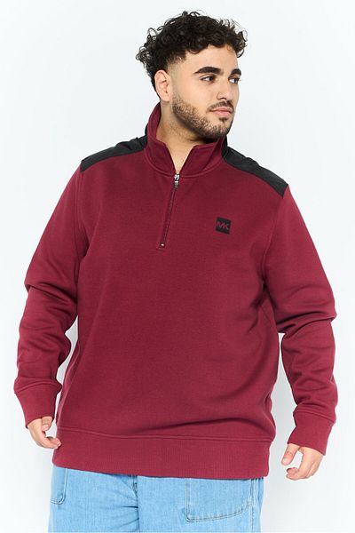 Michael Kors Men Mock Neck Brand Logo Long Sleeves Sweatshirt, Red