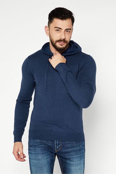 Sorbino Men Drawstring Hooded Long Sleeves Sweatshirt, Navy