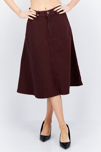 Levi's Women Textured Midi Denim Skirts, Burgundy