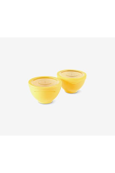 Tchibo 2,Pieces Salad Bowl With Lid, Yellow and Transparent
