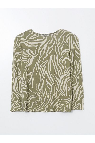 LC Waikiki LCW Damen-T-Shirt mit Rundhalsausschnitt und Muster