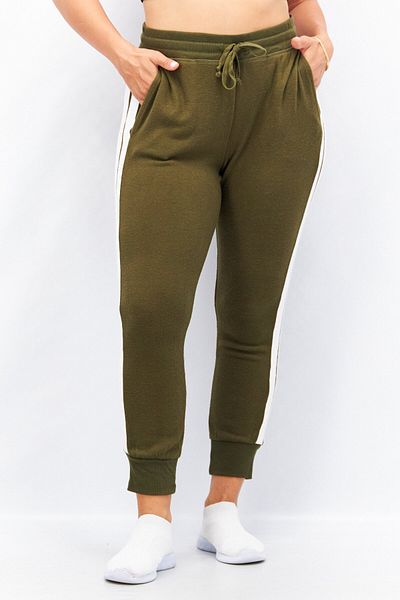 Aqua Women Drawstring Pull On Stripe Sweatpants, Olive