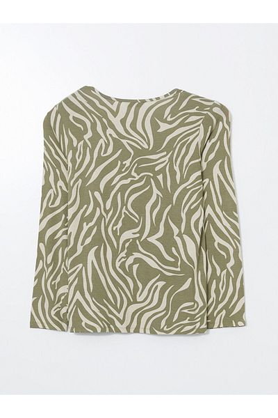 LC Waikiki LCW Damen-T-Shirt mit Rundhalsausschnitt und Muster
