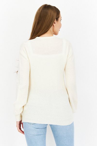 NA-KD Women Surplice Neck Long Sleeve Knitted Sweater, Cream