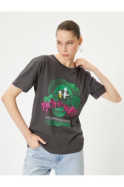 Koton Rick and Morty Licensed Short Sleeve T-Shirt - Crew Neck, Comfortable Fit