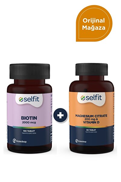 Selfit Biotin 2000 Mcg 100 Tablet + Magnesium Citrate 200 Mg & Vitamin D 60 Tablet