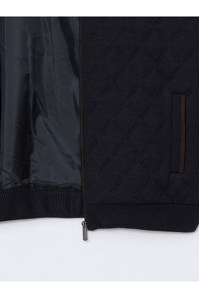 LC Waikiki Lcwaikiki Classic Navy Blue Standard Fit Stand Collar Men's Knitwear Cardigan