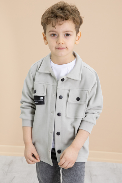 Cansın Mini Gray Pocket Flap Shirt and Jean Pants Boy's 3-Piece Suit 20021