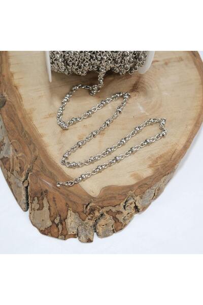 Prestij Boncuk Metalna ogrlica od nekona boje nikla, beskonačnog oblika, pove...