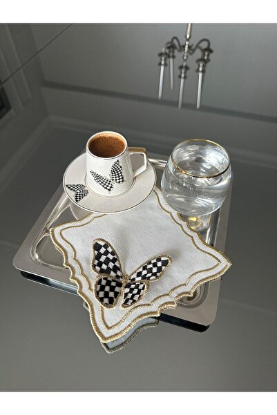 LİNDA MİA Fluttering Butterfly Embossed Cocktail Napket Single Piece