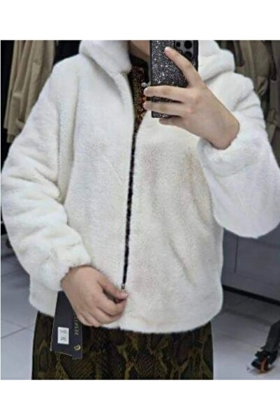 MODA Kolları ve etek kısmı lastikli peluş ceket