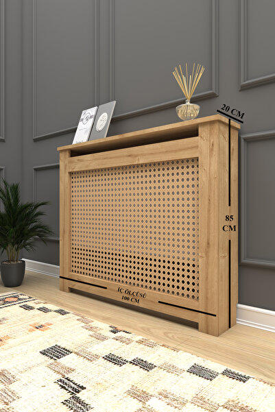 CAN Kalorifer Petek Kapama 100 Cm (İÇ ÖLÇÜSÜ) Hazeran Desenli Mdf Safir Meşe