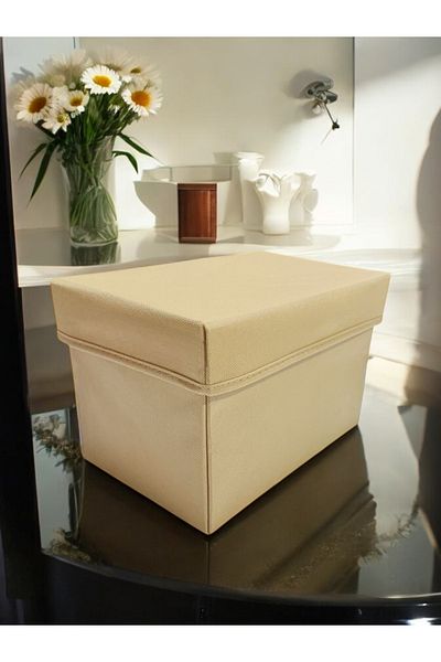 Balkan Room Beige Clamshell Cabinet Organizer Box Multi-Purpose Storage Box Large 30X20X20 cm