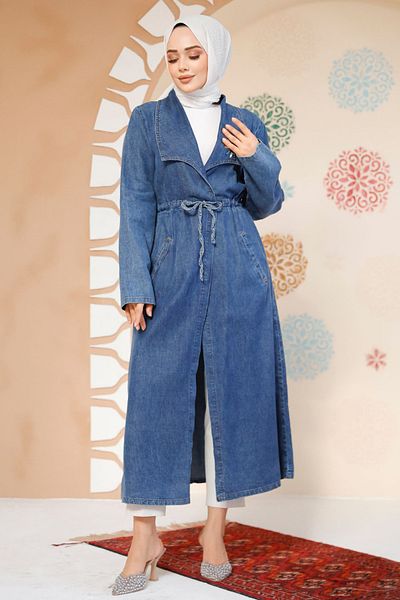 Neva Style Șapcă hijab brodata cu margele bleumarin - 6823L