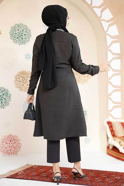 Neva Style سترة حجاب سوداء بأزرار 10177S