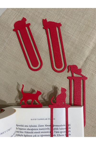 3B tasarım Book Mark Set of 5 Bookmarks with Cat Figures Gift Idea for Book Lovers