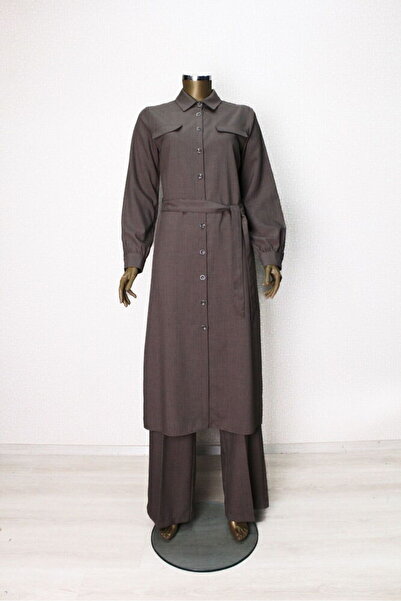 Doque 56001ÖNDEN DÜĞMELİ BEL BAĞLAMALI CEP KAPAKLI PANTOLON BOL PAÇA İKİLİ TA...