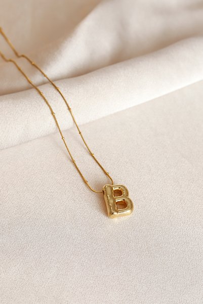 Brillo Letter Balloon Model Gold Steel Necklace