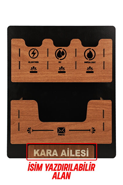 kutuTR Apartman Ortak Fatura & Posta Kutusu Ahşap - Siyah Ceviz