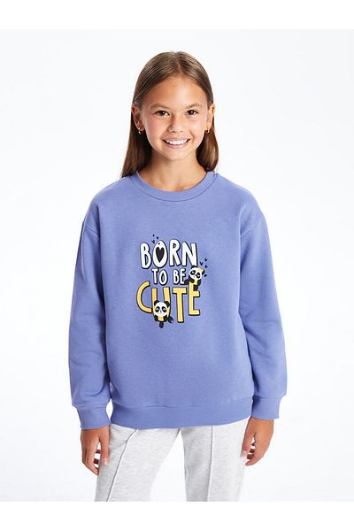 LC Waikiki Crew Neck Printed Girl's Sweatshirt