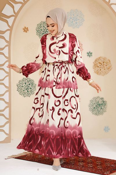 Neva Style Rochie Hijab Prune cu model 10208mu