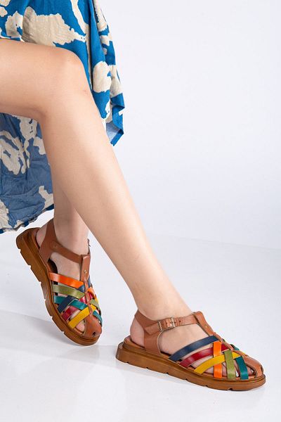 MaskButik Genuine Leather Ayza Sandals - Multi