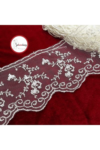Gelincimherşey Cream Colored Lace Detailed Guipure Tulle
