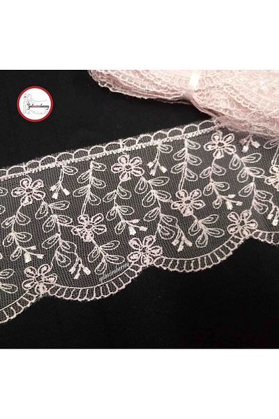 Gelincimherşey Crispy Floral Powder Pink Lace Tulle Guipure