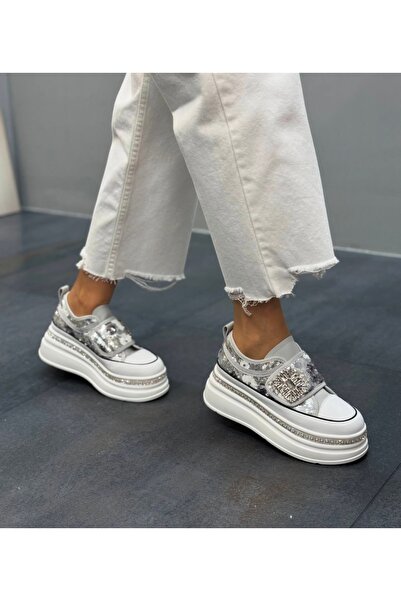 Guja İthal Pullu Taşlı Kadın Yüksek Taban Sneakers