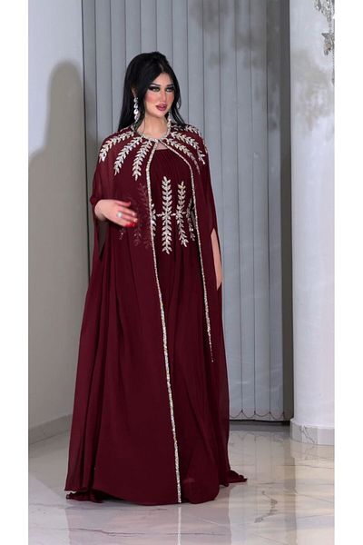 ZENABİYEM Zena Fashion Sprayed Stone Back Detailed Abaya Kaftan