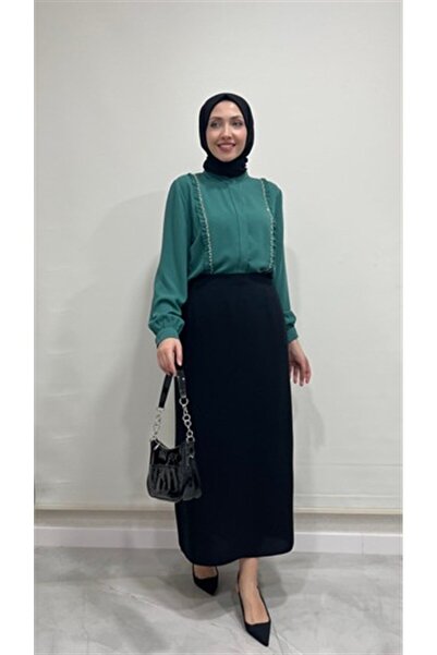 Kemal Aydın KEMAL AYDIN KAPALI YIRTMAÇLI VE ARKASI FERMUARLI ETEK - SİYAH