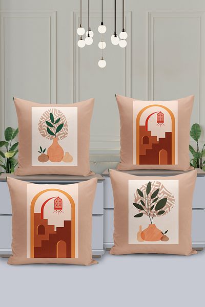 Filamente Set de huse de pernă cu model special Ramadan din 4 piese - imprimate digital pe două fețe