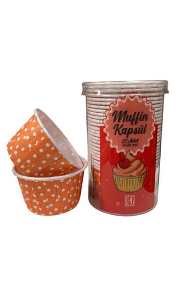 BENS 25 Pack Orange Polka Dot Cake Capsule Cupcake / Muffin / Suffle
