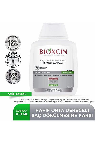 Bioxcin Genesis Anti-Shedding Herbal Shampoo for Oily Hair 300ml X 4 Pcs + 1 Pcs 100ml Gel Gift