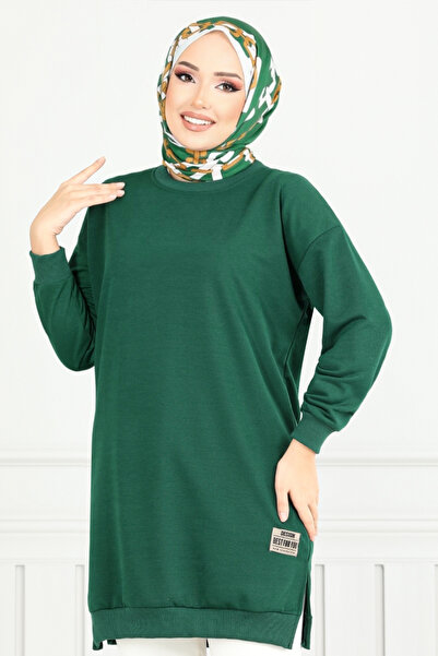 ModaMerve Emerald Side Slit Tunic - 20455Ett902-M