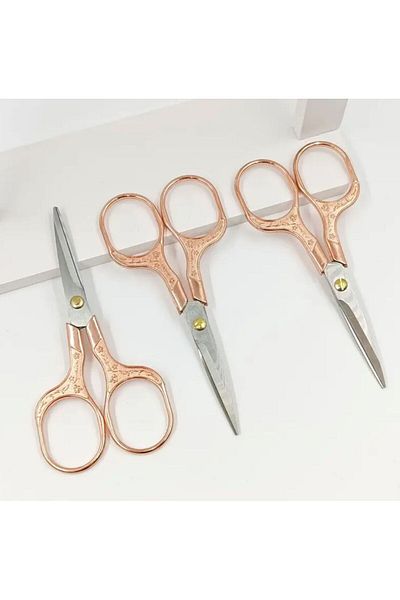 OZN AKSESUAR Promise Engagement Scissors, Ribbon Opening Special Day Merasim Sewing Embroidery Scissors Rosegold