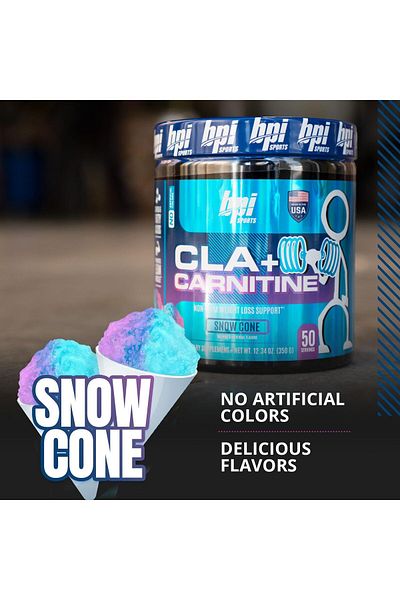 BPI SPORTS Cla Plus Carnitine, Snow Cone, 50, Boost Performance