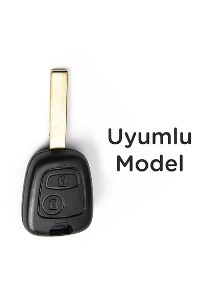 Luxe Aksesuarr Peugeot 206 207 307 407 - Citroen C2 C3 2 Buttons Silicone Key Protect Case White Gold Color