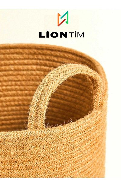 Liontim Teknoloji Многофункционална плетена кошница със странична дръжка, среден размер 30 см-30 см - юта, ракита, органайзер